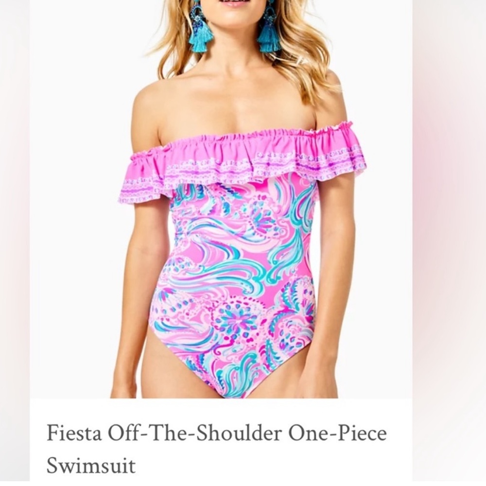 VGUC  Lilly Pulitzer Fiesta One Piece Swim in Prosecco Pink Don’t Be Jelly Sz 6
